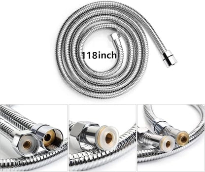 118 Inches Shower Hose,Bidet Hose,Chrome | 304 Stainless Steel, Handheld Shower Hose, G1/2 Thread Interface (0.8" or 20mm) - color: Chrome 1