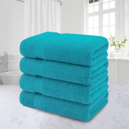 American Veteran Towel, 100% Cotton Turkish Bath Towels for Bathroom 4 Pack, 27x54 Extra Large Premium Soft Drying Bathroom Towels, Aqua Blue - color: Aqua Blue, size: 27x54