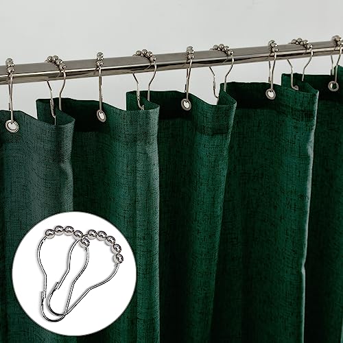 KOUFALL Dark Green Waterproof Linen Fabric Shower Curtain 54x72 Inch Length - color: Dark Green, size: 54"W x 72"L (Pack of 1)
