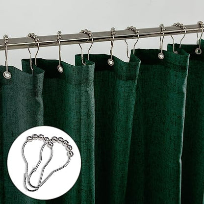 KOUFALL Dark Green Waterproof Linen Fabric Shower Curtain 54x72 Inch Length - color: Dark Green, size: 54"W x 72"L (Pack of 1)