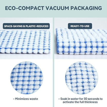 Egles 8 Pack Kitchen Dish Cloths and Dish Towels Set | 100% Cotton Terry Dishcloths, 12 x 12 Inch & 15 x 27 Inch, Scrubbing Wash Cloths - color: Blue, Green, Red, Yellow, size: 12"x12"+15"x27" - 8 pcs