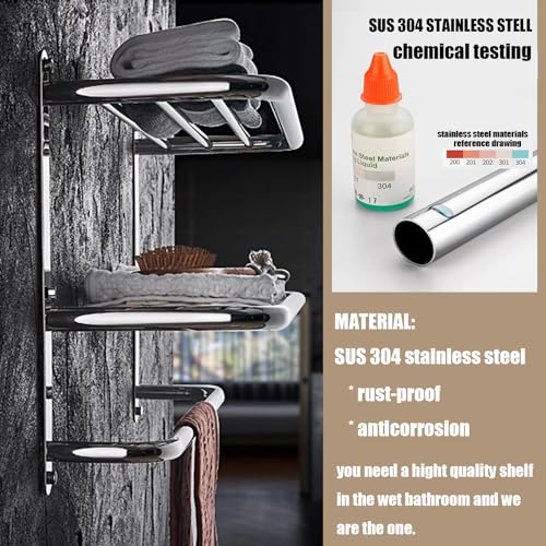 LUANT Bathroom Shelf 3-Tier Wall Mounting Rack with Towel Bars - color: Polished 20 Inch