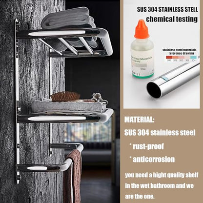 LUANT Bathroom Shelf 3-Tier Wall Mounting Rack with Towel Bars - color: Polished 20 Inch