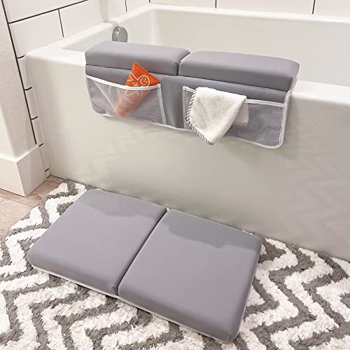 JJGoo Bath Kneeler with Elbow Rest Pad Set, 1.5 inch Kneeling Pad Mat for Bathtub - Gray - color: Grey