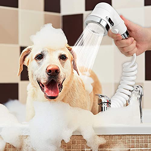 ZCONIEY Sink Faucet Sprayer Attachment, Shower Head Attaches To Tub Faucet, Dog Bathing Hose Shower Set for Laundry Bathroom Kitchen - color: b-white