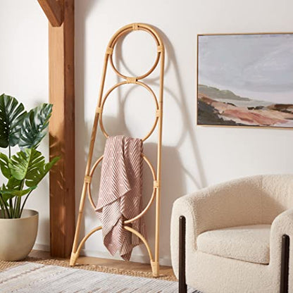 SAFAVIEH Home Collection Kino Natural Solid Wood 3-Tier Leaning Towel Hanger (Fully Assembled) - color: Natural