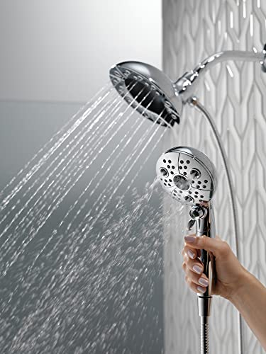 Delta Faucet 5-Spray In2ition Dual Shower Head with HandHeld Spray, H2Okinetic Chrome Shower Head with Hose, Showerheads, Handheld Shower Heads, Magnetic Docking, Chrome 58480-PK - color: Chrome