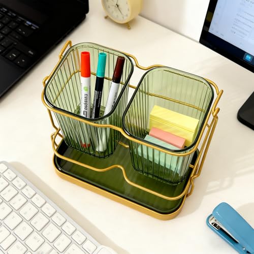 Green Toothbrush Holders for Bathrooms, 2 Cups Toothbrush Holders Wall Mounted, Bathroom Organizers and Storage, Bathroom Toothbrush Holder Set for Toothpaste Razors Toothbrush