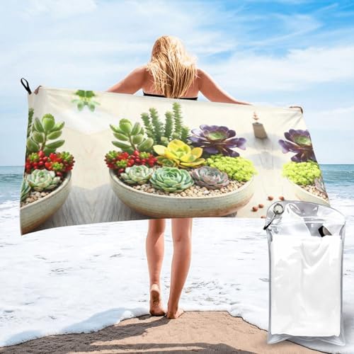 Succulent Potted Plant Quick Dry Bath Towels - Super Soft Bath Towels for Home, Spa, Gym, Travel - color: Succulent Potted Plant, size: 27.5"x55"