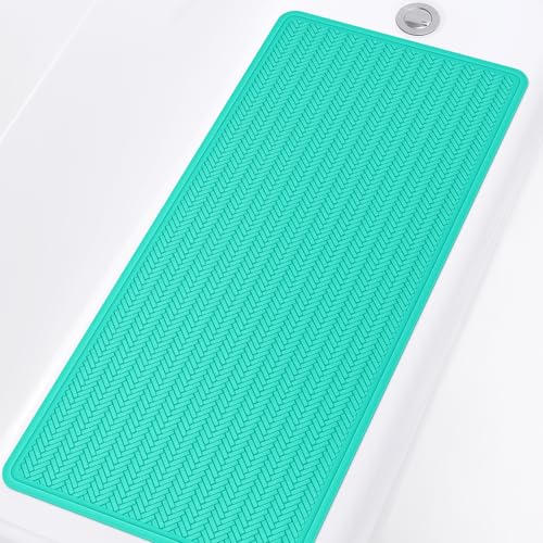 OTHWAY Bathtub Mat Non Slip, Extra Long Rubber Bath Mat for Tub, Machine Washable Shower Anti Slip Mat with 332 Strong Suction Cups (Sea Green, 36" x 17") - color: Sea Green, size: 36" x 17" (Rectangular)