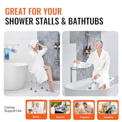 VEVOR Shower Chair, Adjustable Height Shower Stool, Shower Seat for Inside Shower or Tub, Non-Slip Bench Bathtub Stool Seat for Elderly Disabled Handicap, 350 LBS Capacity - size: 350 lbs Bench