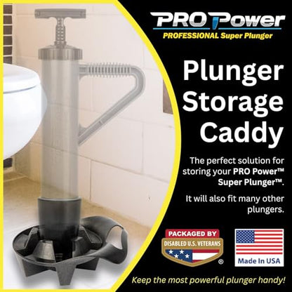 PRO Power™ Toilet Plunger Holder with Built-in Drip Tray - Durable & Easy to Clean Plastic Storage Solution with Ergonomic Handle - Made in USA, by Disabled Veterans - 4 Pack