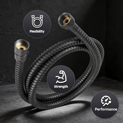 SUPPLYGIANT Shower Hose 71 inch Stainless Steel Shower Head Hose with 1/2 Inch Threaded Connector, Matte Black Plated Finish - color: Matte Black