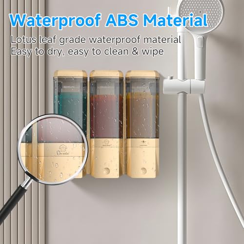 Shampoo and Conditioner Dispenser,Shower Dispenser 3 Chamber No Drill Shampoo Dispenser for Shower Wall Mounted Shower Soap Dispenser for Bathroom Hotel,Large Capacity 3 * 500ML,Gold - color: Glod 3 Chamber