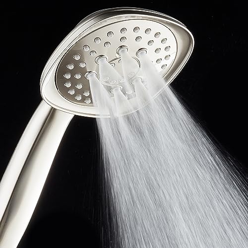 AquaDance, Satin Nickel Luxury Square 6-setting High-Pressure Hand Extra-Long 72" Stainless Steel Hose, Bracket, Solid Brass Fittings, Finish. Premium Handheld Shower Head from Top American - color: Satin Nickel