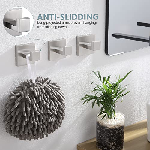 KOKOSIRI Bath Towel Hook Wall Mount Square Robe Hook Coat Hook Bathroom Kitchen Garage Heavy Duty SUS 304 Stainless Steel 3 Pack Brushed Nickel B1010BR-P3 - color: Brushed Nickel, size: 3 Pack