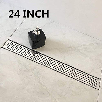 Neodrain 24" Linear Shower Drain, Polished 304 SS Bathroom Linear Drain | Polished Shower Drain with Quadrato Grate& Adjustable Feet, Long Rectangle Shower Floor Drain in Bathroom, Balcony etc,cUPC - color: Polished, size: 24 In