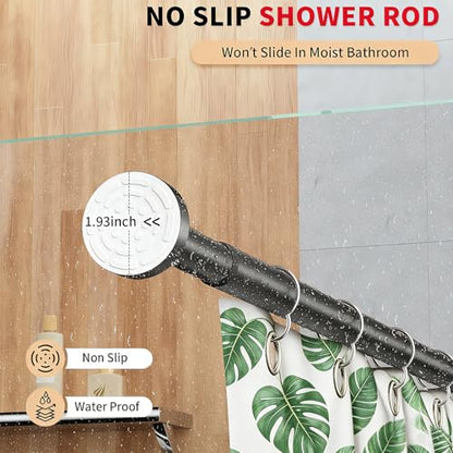 Black Shower Curtain Rod 34-66 Inches Never Rust Stainless Steel Tension Curtain Rod Adjustable Shower Rod Spring Tension Non-Slip No Drilling Shower Rods for Bathroom Window - color: Matte Black, size: 34“-66”