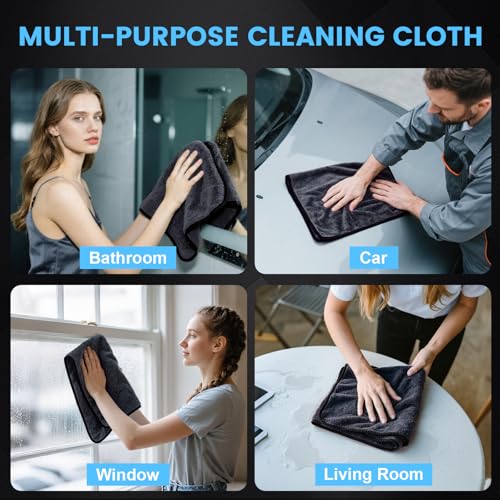 TEAWOO Shiny Wipes Shower Cleaning Cloth, Ultra Absorbent Car Drying Towel, 2 Pack 16 x 24 inch Microfiber Cleaning Cloth for Car, Bath & Househood - size: 6PCS 15.7*23.6 inch