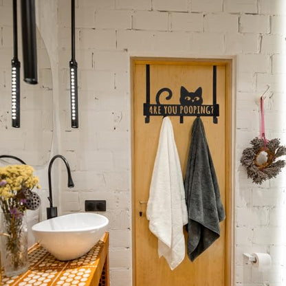 Kathfly Black Cat Over the Door Hooks Towel Hooks Heavy Duty Hanging Towel Rack Over Door Hanger, 5 Coat Hanger for Bedroom Bathroom Kitchen - color: Black, style: Cat