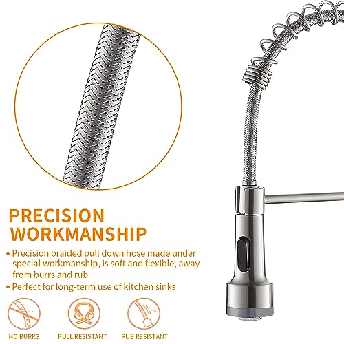 Kitchen Faucet with Pull Down LED Light Sprayer Brushed Nickel | Stainless Steel NSF Certified,1 Handle Faucet,Farmhouse Camper Laundry Utility Rv Wet Bar Sinks,Deck Plate 1,3 Hole - color: B - Brushed Nickel