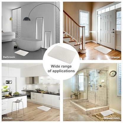 JUERLEN 2 Pack Diatomaceous Earth Shower Mat, Stone Bath Mat, Nonslip Super Absorbent Fast-Drying Hard Bath Mat for Bathroom Shower Floor, 24 x 16 inch, Grey and White Arrow Design - color: Pallid