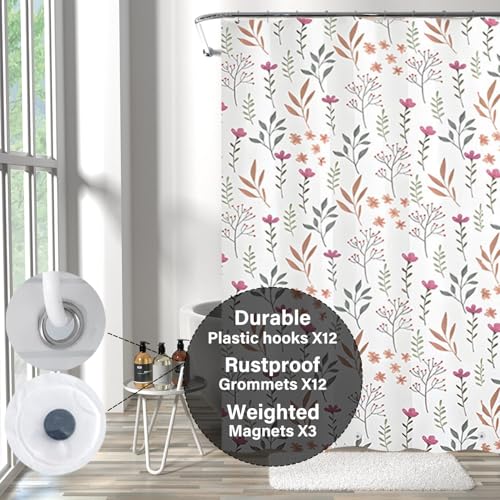 Plastic Shower Liner - Premium EVA 6G Thickened Shower Curtain Liner with Rustproof Grommets and 3 Weighted Magnets, Waterproof Shower Curtain for Bathroom(Bouquet, 72”*72”) - color: Bouquet, size: 72”*72”