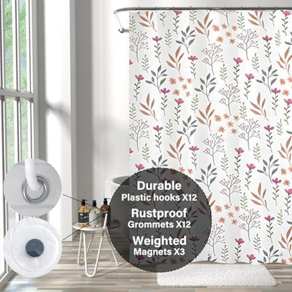 Plastic Shower Liner - Premium EVA 6G Thickened Shower Curtain Liner with Rustproof Grommets and 3 Weighted Magnets, Waterproof Shower Curtain for Bathroom(Bouquet, 72”*72”) - color: Bouquet, size: 72”*72”