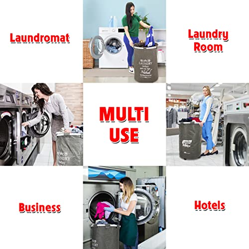dbest products Bigger Laundry Trolley 360 Rolling Hamper Basket on wheels Bag Cart Large Capacity with Removable Liner for Dirty Clothes Drawstring Cover 4 Swivels, Brown - color: Brown, size: Bigger Swivel Wheels