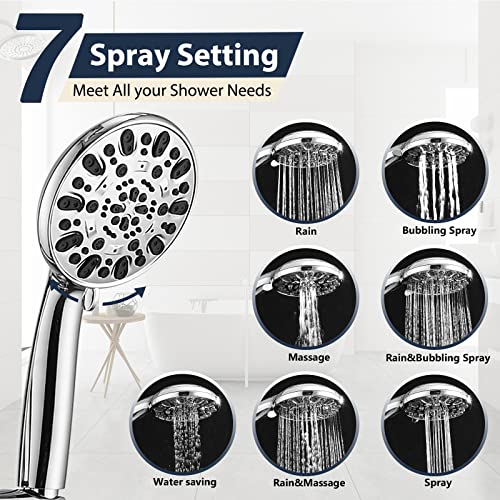 Rainfall 8 Inch Shower Head with High Pressure Handheld Spray Combo, Drill-Free Slide Bar with Adjustable Shower Extension Arm, 3-Way Low Diverter for Easy Reach, 5Ft Hose- Chrome - color: Polished Chrome