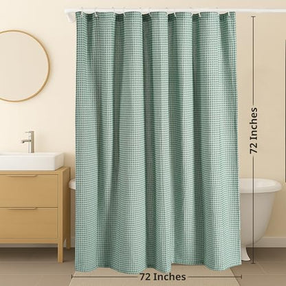 LANE LINEN Premium Shower Curtain - 72 x 72 inches Standard Sized - Spa Inspired Waffle Weave Fabric, Water Repellent, Quick Dry - Easy Care, Machine Washable - Header with Metal Grommets - Sage Green - color: 03: Waffle - Sage Green, size: 72"W x 72"L (P