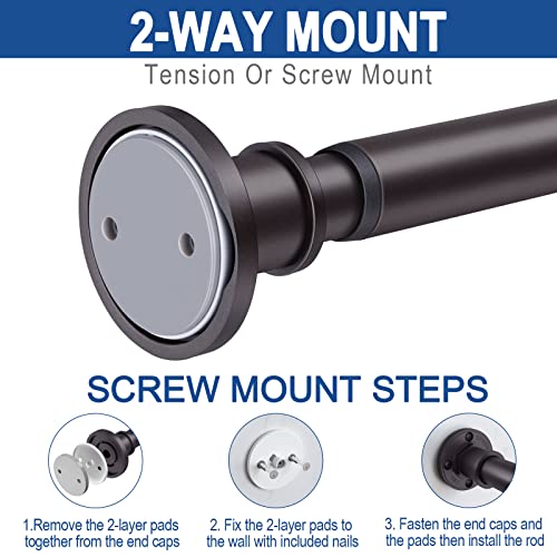 Industrial Shower Curtain Rod - 2-in-1 Design Tension Curtain Rod - Never Rust Non-Slip 43 to 72 Inch Stainless Steel, Bronze Window Curtain Rod - color: Bronze, size: 43-72 Inches