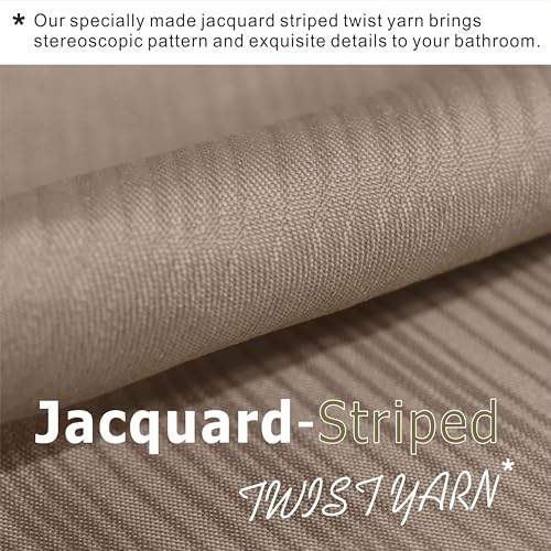 Taupe Shower Curtain for Bathroom: Water Repellent Quick Dry - 84"Lx72"W | Striped Textured Linen Style 84 IN Extra Long Polyester Fabric Bath Curtain, Simple Elegant Lightweight Washable Semi-Sheer - color: Tan, size: 72"W x 84"L (Pack of 1)