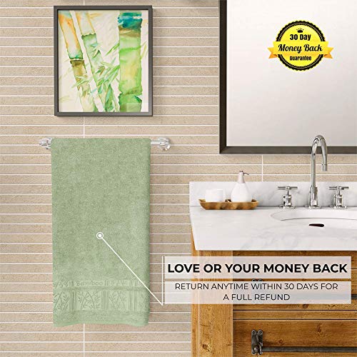 Miasoft Silver 100% Rayon Derived from Bamboo Towel Set - Soft and Washable Turkish Bath Towels for Hands, Face and Hair - Set of 4 in Gift Box - Deseret Green