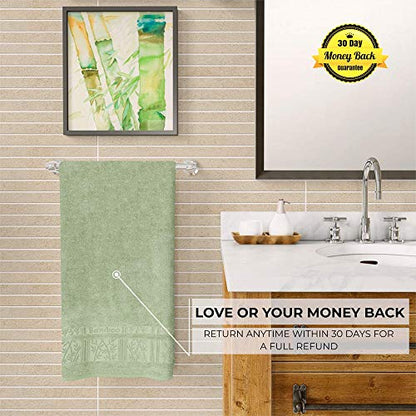 Miasoft Silver 100% Rayon Derived from Bamboo Towel Set - Soft and Washable Turkish Bath Towels for Hands, Face and Hair - Set of 4 in Gift Box - Deseret Green