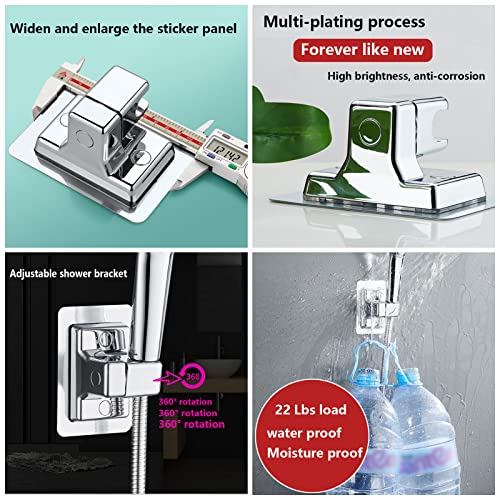 DASITON Handheld Shower Head Holder Wall Mount,Bathroom Adjustable Strong Adhesive Shower Wand Holder,No Drilling Wall and Waterproof Mount Bracket,Universal Shower Bracket(Black) - color: Black-F