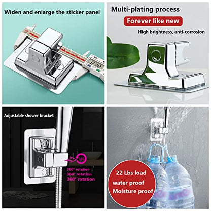 DASITON Handheld Shower Head Holder Wall Mount,Bathroom Adjustable Strong Adhesive Shower Wand Holder,No Drilling Wall and Waterproof Mount Bracket,Universal Shower Bracket(Black) - color: Black-F