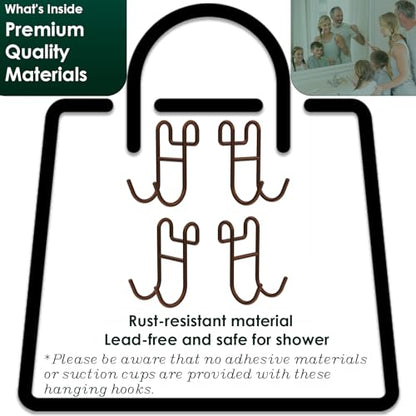 Shower Caddy Hooks, Razor Hanger for Shelf and Loofah (Bronze - 4 Open) - color: Bronze - 4 Open