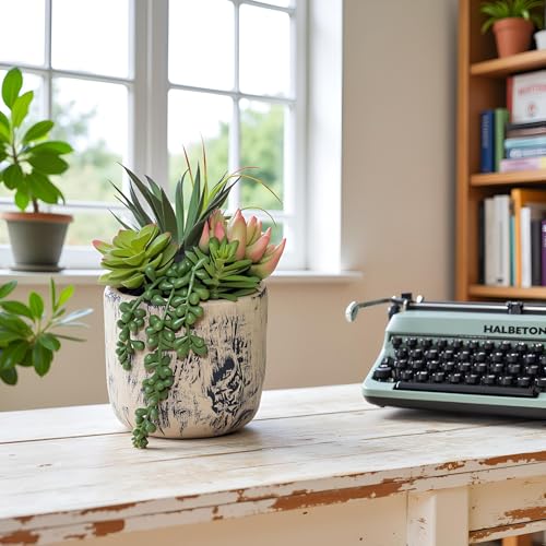 Succulents Plants Artificial, Faux Succulent Plants in Elegant Ceramic Pot Assorted Faux Potted Succulent Plant for Home Living Rooms Bedroom Décor (7.9)