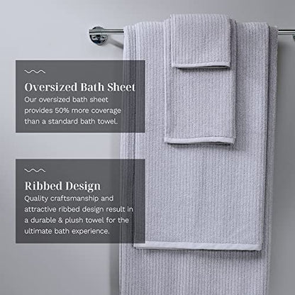 Luxury Performance 4-Piece Hand Towel Set | Patented Quick-Dry Tech | Ultra Soft | 16" W x 30" L | Pebble (Light Grey) - color: Pebble, size: 4 Hand Towels