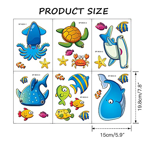 TESWEY 24PCS Non Slip Bathtub Stickers, Cartoon Marine Life Bath Tub Sticker, PVC Matte Bath Tub Slip Stickers for Kid's Room, Bathroom,Floor, Anti-Slip Appliques for Shower Surfaces