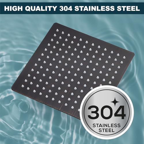 Midanya Square Rain Shower Head,High Pressure,Oil Rubbed Bronze 12 Inch | 360°Swivel,Ceiling or Wall Mount,Waterfall Full Body Coverage,Bathroom Remodel,Stainless Steel Large Rainfall Shower Head - color: Bronze, size: 12 Inch