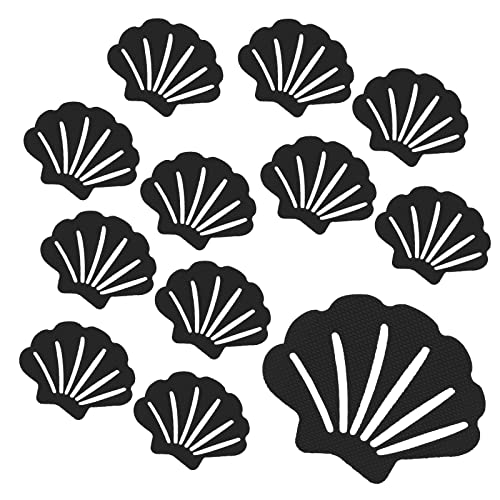 12Pcs Black Bathtub Stickers Non Slip Shell Shaped | Safety Shower Treads, Adhesive, For Bathroom Bathtub, Shower Floor - color: Black