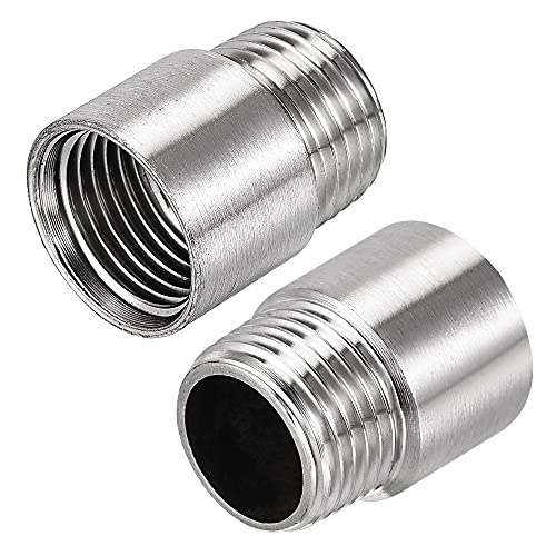 uxcell Shower Head Extension Arm Stainless Steel 1/2PT Male to 1/2PT Female Thread 30mm Length Cast Pipe Fitting Coupler 2Pcs - size: 30mm
