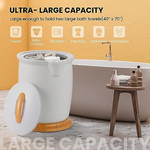 WELLHUT Towel Warmer Bucket Towel Warmers for Bathroom with Fragrance Holder, Luxury Spa Hot Towel Warmer, Towel Heater, Auto Shut Off, Holds Two 40"X70" Oversized Towels, Bathrobes, Blankets - color: Grey, size: 20 L