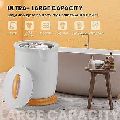 WELLHUT Towel Warmer Bucket Towel Warmers for Bathroom with Fragrance Holder, Luxury Spa Hot Towel Warmer, Towel Heater, Auto Shut Off, Holds Two 40"X70" Oversized Towels, Bathrobes, Blankets - color: Grey, size: 20 L