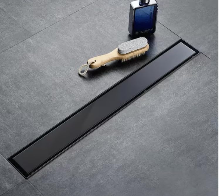 Wedi® Linear Shower Drain Cover Plates (Matte Black, 27 11/64 in. x 1 49/64 in.× 33/64 in.)-Shower Floor Drain, Shower Renovations, DIY Showers, Home Renovations - color: Matte Black, size: 27 11/64 in. x 1 49/64 in.× 33/64 in.