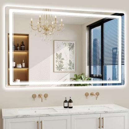 36"x60" LED Bathroom Mirror with Lights, Backlit + Front Lit, Anti-Fog, Lighted Bathroom Mirror for Wall, HD Shatterproof Tempered Glass, Dimmable, Memory Function (Horizontal/Vertical) - size: 60"L x 36"W
