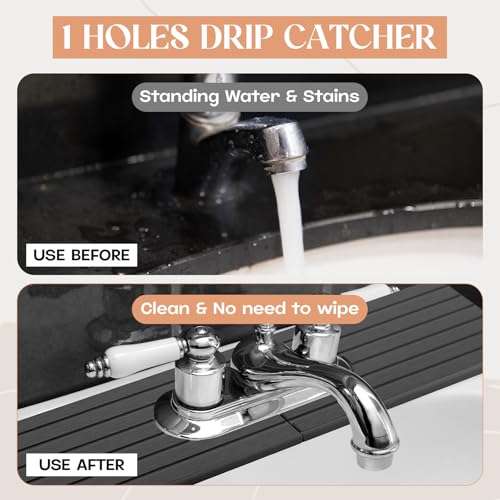 Teenyyou an Oval Hole Gray Faucet Mat Kitchen Sink 17.32" x 4.6" | Bathroom Faucet Absorbent Mat,Diatomite Splash Guard,Quick Drying Drip Catcher,Hole 6.22 " x 2.28" - color: Gray, style: an Oval Hole