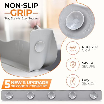 MACMED Silicone Sink Splash Guard with Sponge Holder for Kitchen Sink,19.5" | Water Splash Guard for Kitchen Sink, Faucet, Bathroom Tubs & Countertop Protector – Water Backsplash Guard - Grey Color